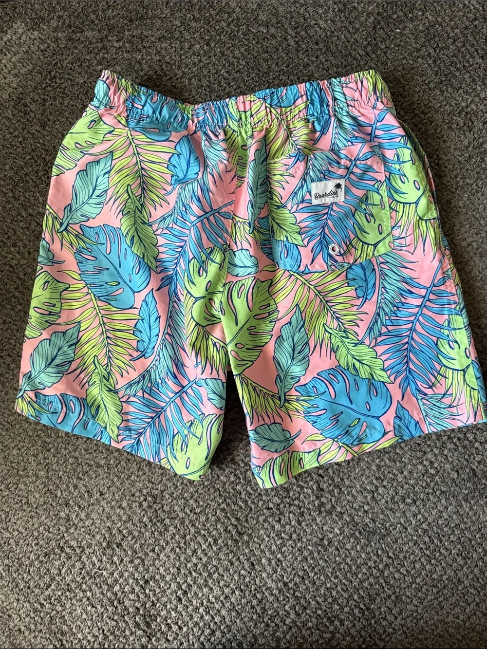 Men's Tropical Leaf Hybrid Shorts - Pink, Blue & Green